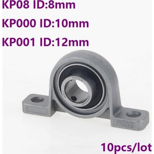 10pcs/lot KP08 8mm KP000 10mm KP001 12mm zinc alloy bearing pillow block Mounted support Spherical Roller