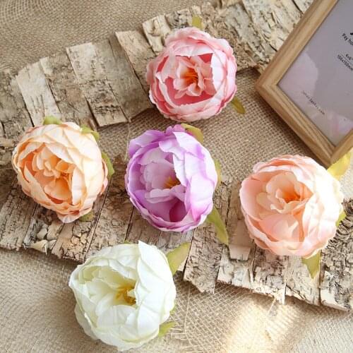 10 Pieces High Simulation Artificial Peony Flower Head 10 Cm Peony Flower Head DIY Wedding Bride Background Wall Decoration Silk