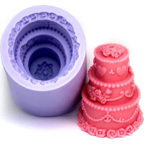3 Layer Cake Shape Candle Silicone Mold For Handmade Epoxy Resin Fondant Clay Crafts Cake Decorating Tools Plaster Crafts