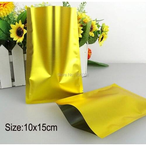 300PCS 10*15cm(3.9''x5.9'')Heat sealing gold plastic bag for tea coffee gift plastic storage pouch gold plastic package bag
