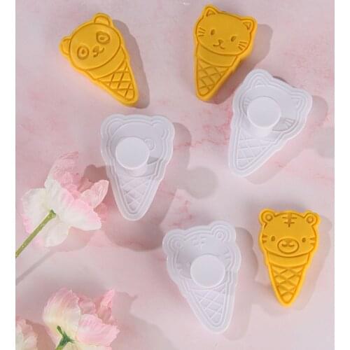 3D Ice Cream Animal Cookies Cutter Mold Biscuit Cutter Embossing Plung Mould Sugarcraft Dessert Baking Mold Cookie Tools