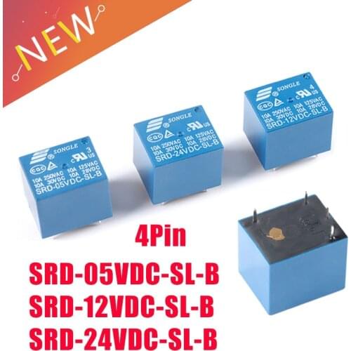5Pcs/1pc Electromagnetic Relays SRD-05VDC-SL-B SRD-12VDC-SL-B SRD-24VDC-SL-B relays 4 Pin 5V 12V 24VDC High Quality