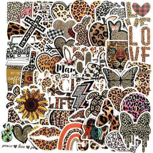 50pcs Butterfly Leopard Stickers Adhesive Decals Aesthetic Decorative Ablum Diary Paper Phone Stickers for Children Stationery
