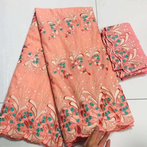 African Swiss Voile Lace 2021 High Quality Soft 100%cotton Embroidery Dubai Fabric With Lace For Wedding Dress 7yards
