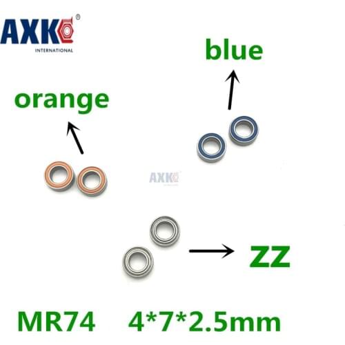 Axk Free Shipping 10 Pcs High Quality Double Rubber Sealing Cover Miniature Deep Groove Ball Bearing Mr74-2rs 4*7*2.5 Mm MR74 RS