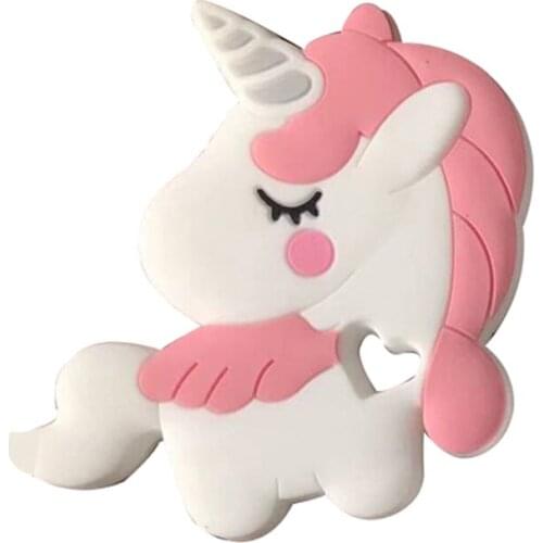BPA Free Silicone Cartoon Unicorn Teethers Food Grade Tiny Rod DIY Teething Necklace Baby Shower Gifts Oral Nursing Product