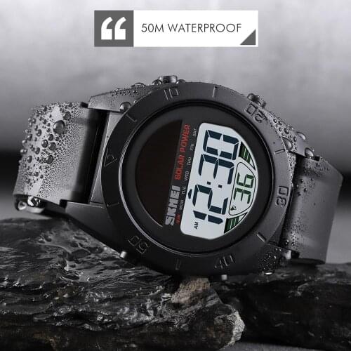 Fashion Military Watches Solar Power Watch Sports Watch Men Wristwatches SKMEI Brand Chrono Alarm LED Digital Waterproof Student