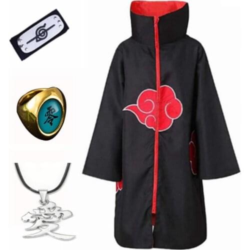 Kids adult costume manto akatsuki rings necklace suit costume cosplay anime bluey fantasia akatsuki cloak