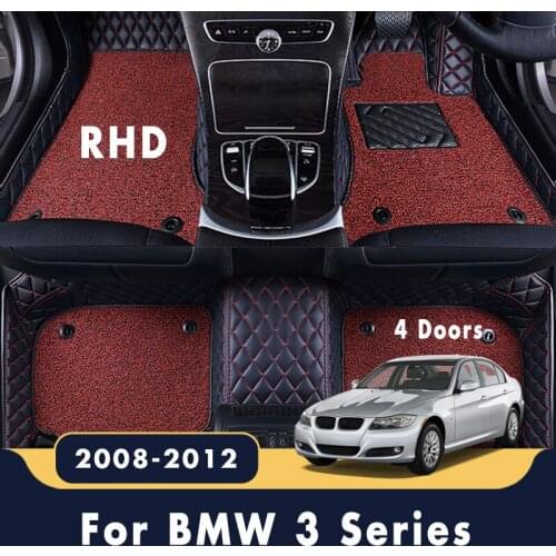 RHD Luxury Double Layer Wire Loop Car Floor Mats Carpets For BMW 3 Series 4 Doors 2012 2011 2010 2009 2008 Auto Interior Protect