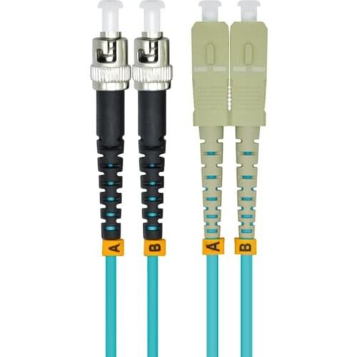 Indoor Armored 20 Meters SC-ST Duplex 10 Gigabit 50/125 Multi-mode Fiber Optical Cable OM3 Aqua 10GB SC to ST Patch Cord Jumper
