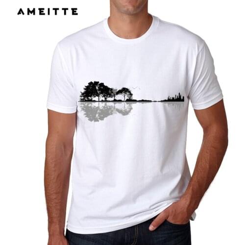 Creative Nature Design Guitar T Shirt Summer Customied Printed T-Shirt Mens Novelty Punk Rock Streetwear Short Sleeve Tee Tops