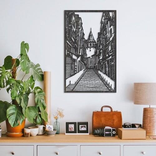 GALATA KULESİ ISTANBUL OLD CİTY METAL DUVAR TABLOSU ŞIK MODERN LÜKS PANO DEKOR DEKORATİF 45x70 cm