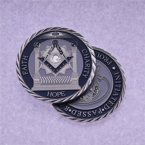 Proud Freemason Masonic Collectible Freemasonry Coin Faith Hope Charity Challenge Coin