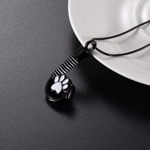 IJD9848 Trendy Paw Print Urn Pendant Hook Holder Cremation Memorial Necklace Funeral Casket Locket Ashes Keepsake Jewelry