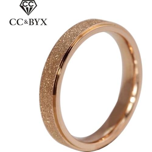CC Lovers Rings For Men and Women 4mm/6mm Titanium Steel Rose Gold-Color Dull Polish Ring Couple Jewelry Wedding Bijoux CC932a