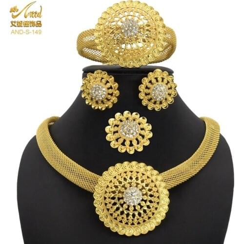 Jewelry Set For Nigerian Women Gold Jewelery Rings Fashion Gift Accessories Big Bracelets Wedding Dubai Necklace Earings Luxury