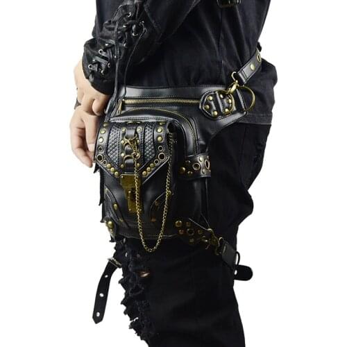 100% New Retro Steampunk Fanny Bag retro Rock Gothic bag Gothic shoulder waist bag