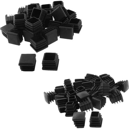 Square Table Chair Leg Tube Pipe Feet Insert Cap 25mmx25mm 30pcs Black
