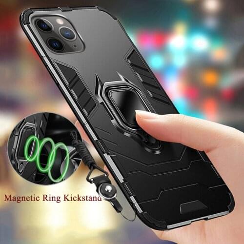 Magnetic Kickstand Case For Samsung Galaxy S10 Note 10 A50 A70 iPhone 11 Pro Max XS XR X 8 7 6 Plus Cover Shockproof Armor +rope