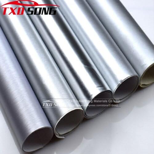 Matte Silver chrome brushed Vinyl Car Wrap Car Motorcycle Scooter DIY Styling Adhesive Film Sheet With Air Bubble Stickers