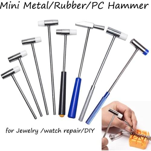 Solid Metal Mini Function Hammer Watch Repair Jewelry Craft DIY Tool PC Silicone Tool Small Double Faced Woodworking Pestle