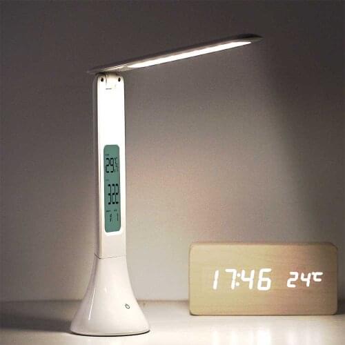 Multifunction Foldable Dimmable Touch Table Lamp with Calendar Temperature Alarm Clock Table Night Lights Student Desk Lamp