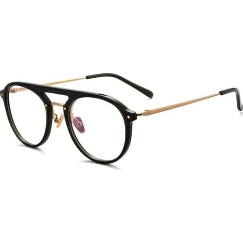Japan Hand-made High Quality Acetate And Titanium Pilot Frame Men Glasses Super Light Eyeglasses Women Prescription Oculos