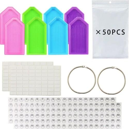 New Diamond Painting Storage Containers Self-Seal Bags with Loose Leaf Binder Rings Diamond Tray Number Sticker Lable Sheets