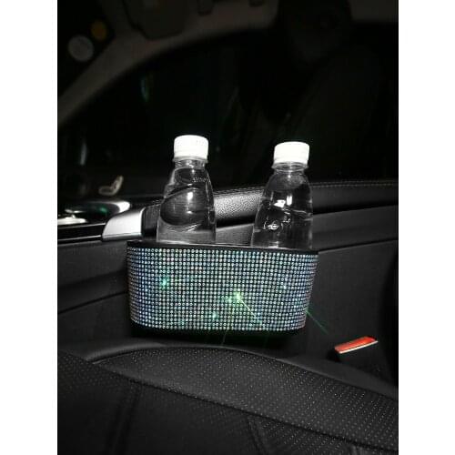 Car seat gap filler organizer bling rhinestones auto side pocket luxury phone water bottle holder diamond accessories