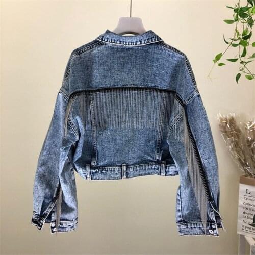 2019 Autumn Female Jacket Harajuku Womens Denim Jacket Tassel Short Jeans Jacket Student Basic Coats Outfit Chaquetas Mujer 435