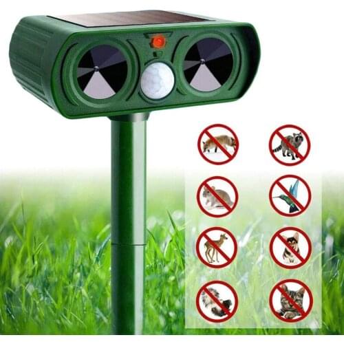 Animal Pest Repeller Outdoor Solar Powered Ultrasonic Signal Strong Flash Garden Lawn Park Protector Electronic Pet Scarer