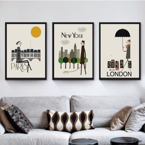 The Morning of City London New York Paris Rome Poster Landscape Art Canvas Painting Wall Picture Print Modern Home Room Decor