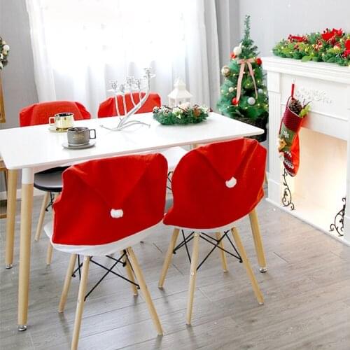 Christmas Hat Shape Dining Chair Cover Christmas Hotel Home Decoration Chair Back Covers Dining Room Non-woven Fabric Seat Cover