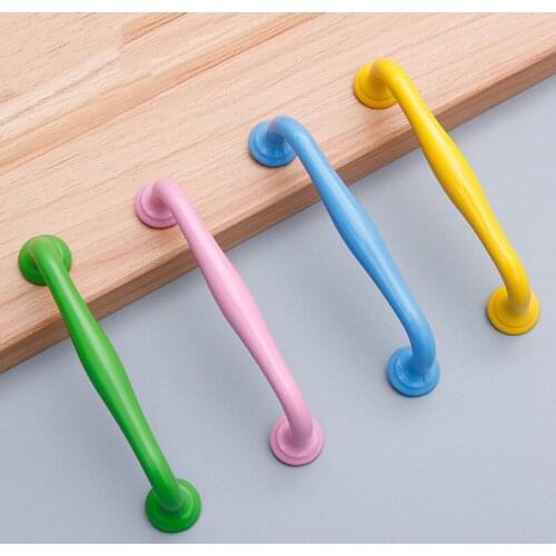 Modern Simple Aluminum Colorful Furniture Handles Childrens Room Cabinet Door Pulls Drawers Wardrobe Knobs Home Decoration