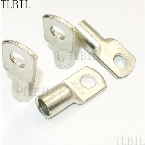 SC 50Pcs 120mm2 4/0AWG 1/2" 9/16" 5/8" Listed Heavy Duty Lugs Battery Cable Bare Copper Eyelets Tubular Ring Terminal Connectors