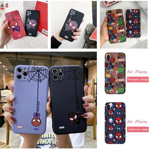 Disney Avengers Spider-Man Iron Man Silicone Phone Case Male for IPhone Mini,12,12Pro,12ProMax,11,X/XS,XR,XsMax,7/8,7Plus/8Plus