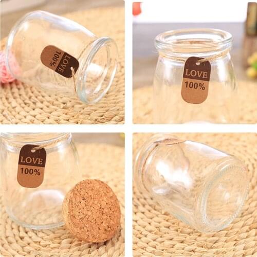 Behogar Mini Glass Yogurt Pudding Jars Containers with Cork Lids Labels Strings for Food Storage Wedding Party Favors Decoration