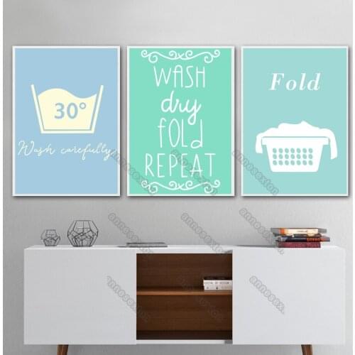 Modern Style Canvas Painting Wall Poster Laundry Tips and Instructions Picture Like Temperature Steps for Home Rooms Wall Decora