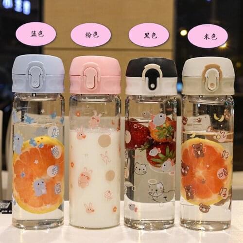 Fresh Glass Men Women Bouncing Water Cups Leak-proof Creative Straight Drinking Mugs Couple Heat-resistant Tea