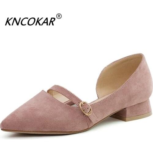 Spring And Autumn New Style Shallow Mouth Thick Heel Single Shoes Pointed Small And Pure And Fresh Womens Shoes Size 34 - 40