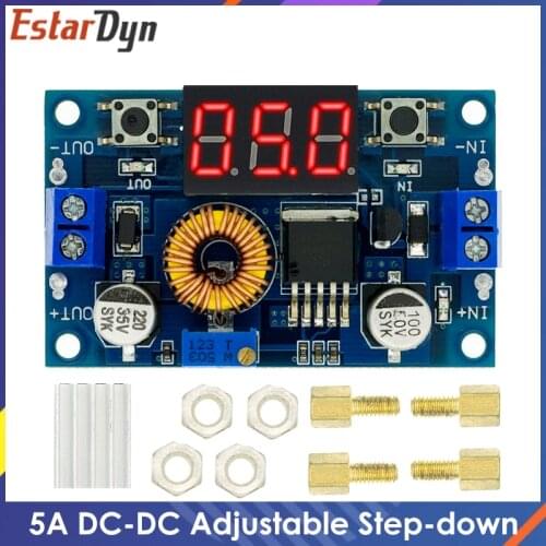 5A High power 75W DC-DC adjustable step-down module+LED Voltmeter Power supply module