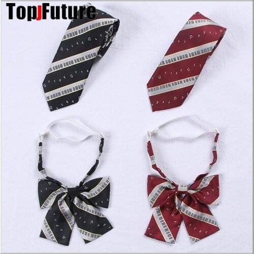 Japan JK uniform bow tie student school uniform cute cartoon note embroidery tie sweet lovely versatile pattern bow tie