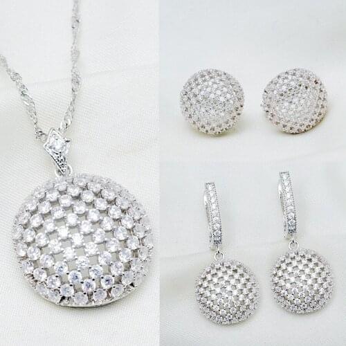 High Quality Jewelry Sets 1PC Sale Earring Necklaces Bride Wedding Necklace Crystal CZ Earrings for Women Birthday Gifts