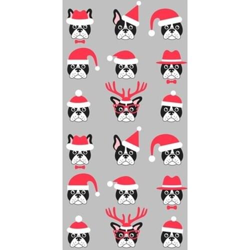 Funny Santa French Bulldogs Christmas Bath Towel Novelty Cute Bull Dog Christmas Bathroom Decor Kitchen Towel Xmas Gift