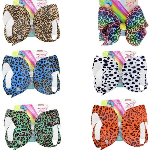 NEW Leopard Bowknot 8" large hair bow clip Grosgrain ribbon hair clip For Girls Barrette Handmade Hair Accessories Custom