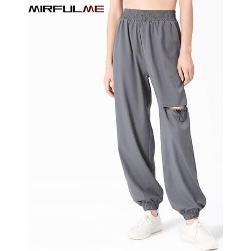 Women Jogger Pants Quick Dry High Waist Sports Leggings Loose Harem Pants Hollow Out Running Trousers Girls Gym Fitness Bloomers