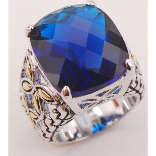 Blue Crystal Zircon Women 925 Sterling Silver Ring F817 Size 6 7 8 9 10