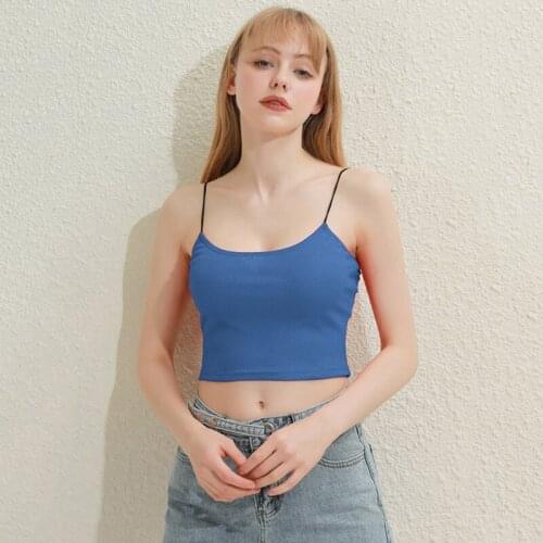 2021 Short Sleeveless Vest Sexy Sling Summer Womens New Pure Color Spaghetti Sling Tube Top Naked Umbilical Vests