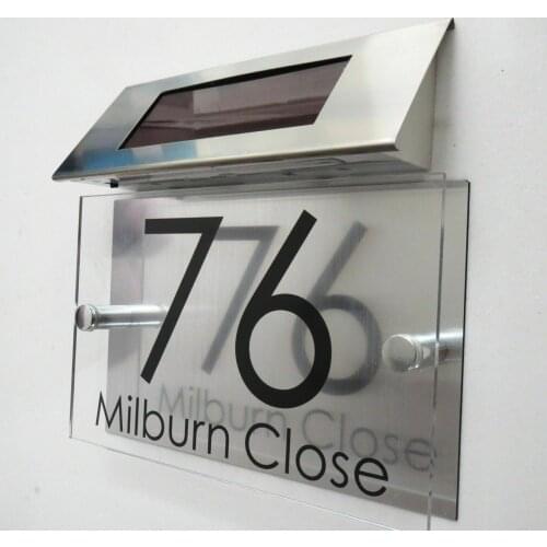 MODERN House Signs Plaques address number Apartment number house Numbers 1 - 9999 SOLAR LIGHT street Name LED