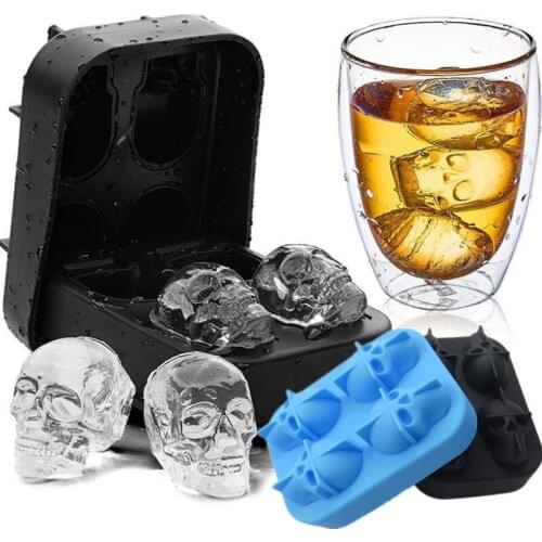 3 Colors 3D Creative Skull Soft Silicone Whisky Ice Mold Diy Ice Mold Home Wine Bar Supplies